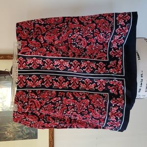 Talbots red and blue paisley skirt